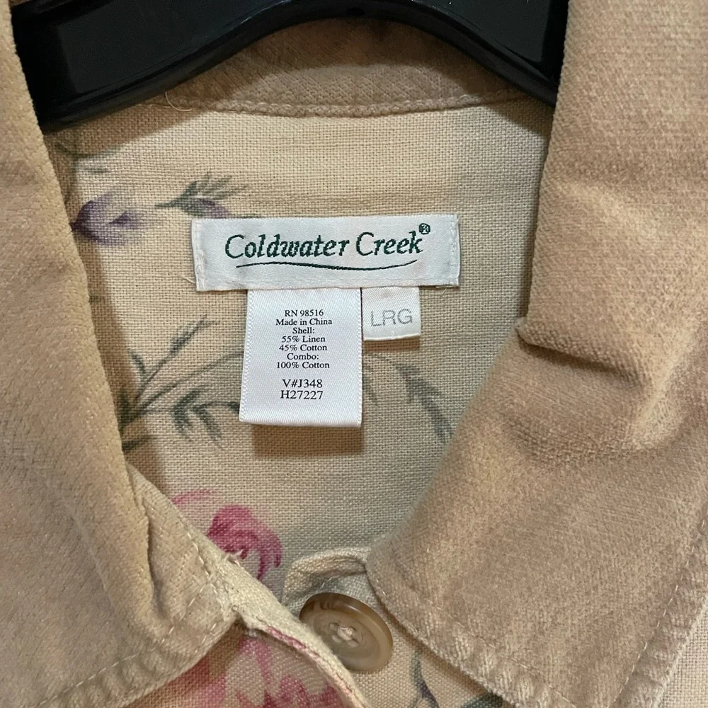 Coldwater Creek Beige Floral Utility Jacket